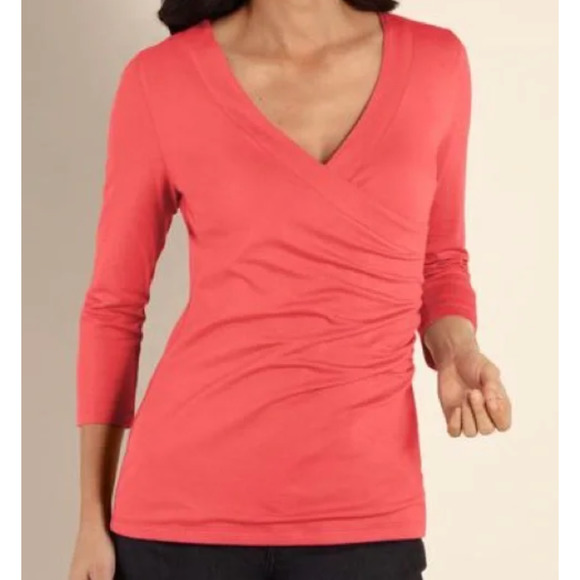 Soft Surroundings Tops - Soft Surroundings Women's L Wrap 3/4 Sleeve Shapely Surplice Top